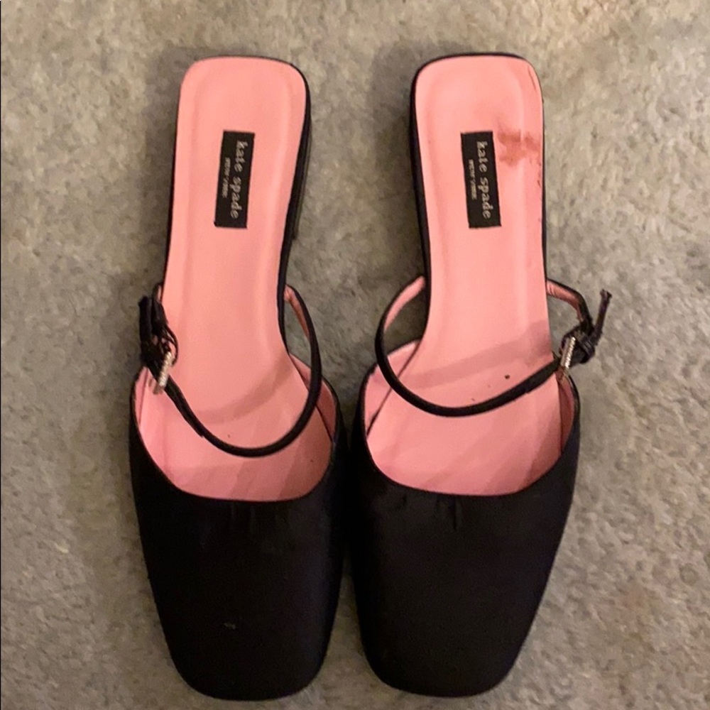 NEW Kate Spade black silk slip on flats